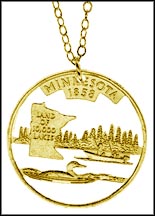 Minnesota, Gold Plated Cut-Out Coin Necklace MAIN