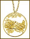 Mississippi, Gold Plated Cut-Out Coin Necklace MAIN