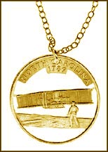 North Carolina, Gold Plated Cut-Out Coin Necklace MAIN