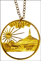 Nebraska, Gold Plated Cut-Out Coin Necklace MAIN
