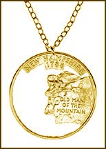 New Hampshire, Gold Plated Cut-Out Coin Necklace MAIN