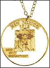 New Mexico, Gold Plated Cut-Out Coin Necklace MAIN