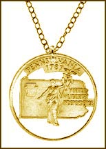 Pennsylvania, Gold Plated Cut-Out Coin Necklace MAIN