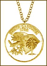 South Carolina, Gold Plated Cut-Out Coin Necklace MAIN
