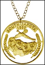 South Dakota, Gold Plated Cut-Out Coin Necklace MAIN