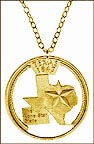 Texas, Gold Plated Cut-Out Coin Necklace MAIN