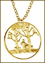 Vermont, Gold Plated Cut-Out Coin Necklace MAIN