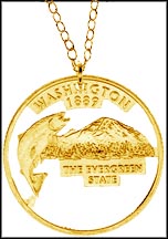 Washington, Gold Plated Cut-Out Coin Necklace MAIN