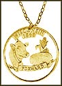 Wisconsin, Gold Plated Cut-Out Coin Necklace MAIN