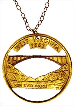 West Virginia, Gold Plated Cut-Out Coin Necklace MAIN