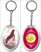 Alaska State Bird & Flower Keychain - with Gold Plated State Quarter MAIN
