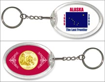 Alaska State Flag Keychain - with Gold Plated State Quarter MAIN