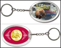 Alaska - The Great Land Keychain - with Gold Plated State Quarter MAIN