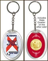 Alabama - State Motto Keychain - with Gold Plated State Quarter MAIN