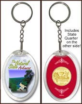 Arkansas - The Natural State Keychain - with Gold Plated State Quarter MAIN