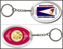 American Samoa Flag Keychain - with Gold Plated Territorial Quarter MAIN