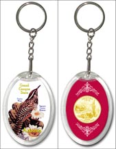 Arizona State Bird & Flower Keychain - with Gold Plated State Quarter MAIN