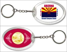 Arizona State Flag Keychain - with Gold Plated State Quarter MAIN