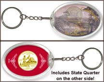 California - Golden State Keychain - with Gold Plated State Quarter MAIN