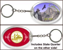 California - Yosemite Keychain - with Gold Plated State Quarter MAIN