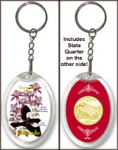 Colorado - State Bird & Flower Keychain - with Gold Plated State Quarter MAIN