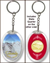 Colorado - Colorful Colorado Keychain - with Gold Plated State Quarter MAIN
