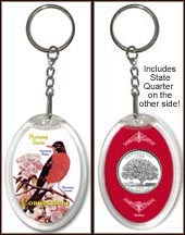 Connecticut - State Bird & Flower Keychain MAIN