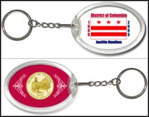 District of Columbia Flag Keychain - with Gold Plated Territorial Quarter MAIN