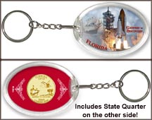 Florida - Gateway To Discovery Keychain - with Gold Plated State Quarter MAIN