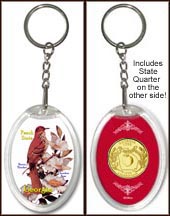 Georgia - State Bird & Flower Keychain - with Gold Plated State Quarter MAIN