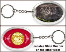 Georgia - Stone Mountain Keychain - with Gold Plated State Quarter MAIN