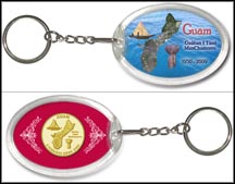 Guam - Island Keychain - with Gold Plated Territorial Quarter MAIN