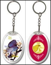 Idaho - State Bird & Flower Keychain - with Gold Plated State Quarter MAIN