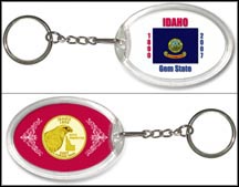 Idaho - State Flag Keychain - with Gold Plated State Quarter MAIN