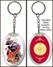 Illinois - State Bird & Flower Keychain - with Gold Plated State Quarter MAIN