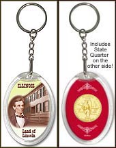 Illinois - Land of Lincoln Keychain - with Gold Plated State Quarter MAIN