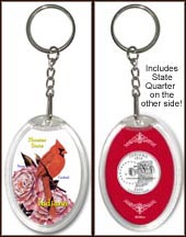 Indiana - State Bird & Flower Keychain MAIN
