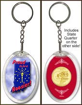 Indiana - Proud to be a Hoosier Keychain - with Gold Plated State Quarter MAIN