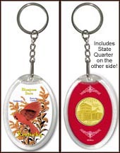 Kentucky - State Bird & Flower Keychain - with Gold Plated State Quarter MAIN