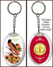 Maryland - State Bird & Flower Keychain - with Gold Plated State Quarter MAIN