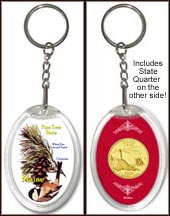 Maine - State Bird & Flower Keychain - with Gold Plated State Quarter MAIN