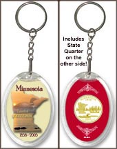 Minnesota - Land of 10,000 Lakes Keychain - with Gold Plated State Quarter MAIN