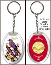 Missouri - State Bird & Flower Keychain - with Gold Plated State Quarter MAIN