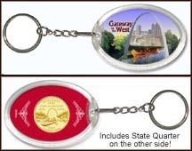 Missouri - Gateway to the West Keychain - with Gold Plated State Quarter MAIN