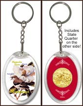 Mississippi - State Bird & Flower Keychain - with Gold Plated State Quarter MAIN