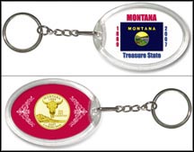 Montana - State Flag Keychain - with Gold Plated State Quarter MAIN