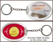 North Carolina - First Flight Keychain - with Gold Plated State Quarter MAIN