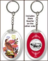 North Dakota State Bird & Flower Keychain MAIN