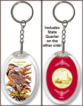 Nebraska - State Bird & Flower Keychain - with Gold Plated State Quarter MAIN
