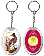 New Mexico State Bird & Flower Keychain - with Gold Plated State Quarter MAIN